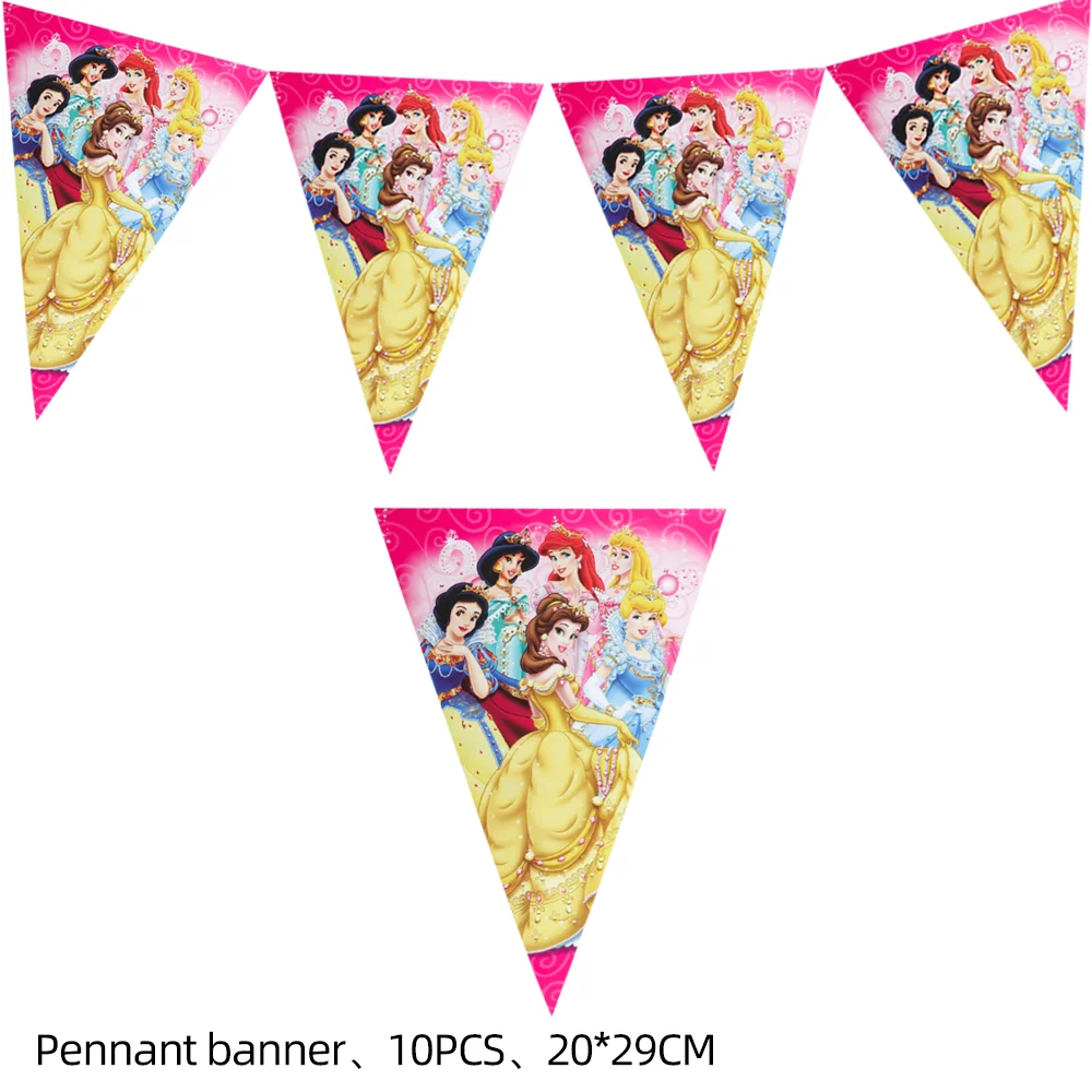 Disney Princess Birthday Letter Banner Garland Birthday Party Decoration Bunting Flag Mermaid Party Background Room Decoration