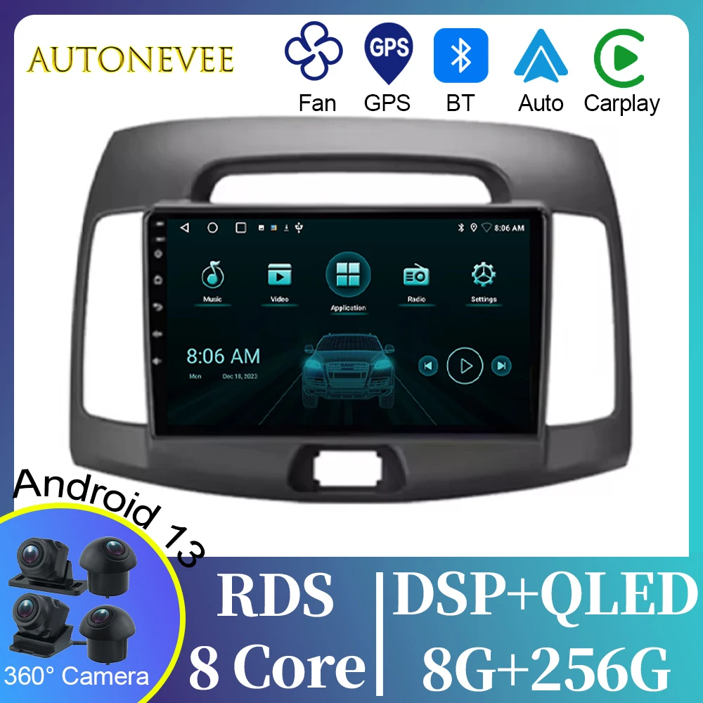 

QLED For Hyundai Elantra 4 HD 2006-2012 Video Player Android Auto Car Radio GPS Navigation Multimedia Stereo Carplay No 2din DVD