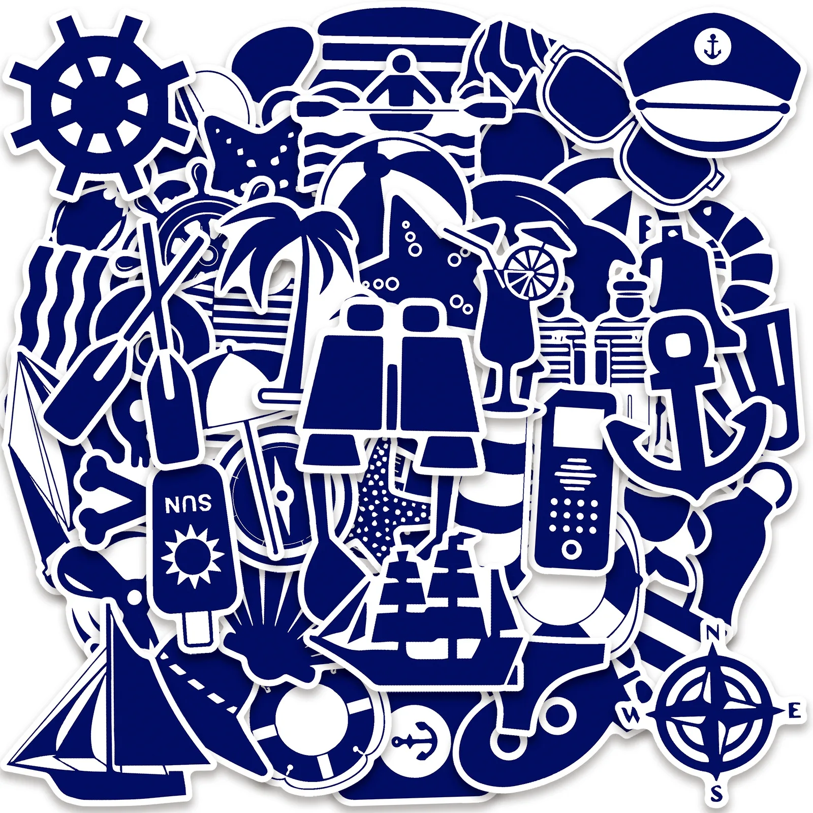 10/50 قطعة الأزرق البحرية نمط الكرتون ملصقات الإبداع الكتابة على الجدران الديكور DIY بها بنفسك اللعب الثلاجة المحمول الغيتار الدراجة سكيت الشارات #2