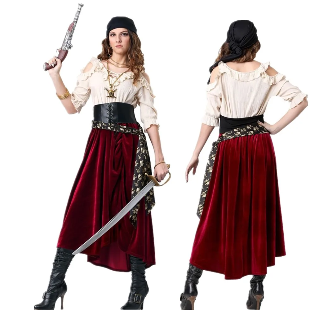 

Medoeval Pirates Costume Role Playing Halloween Carnival Cosplay Women Pirate Fancy Dress