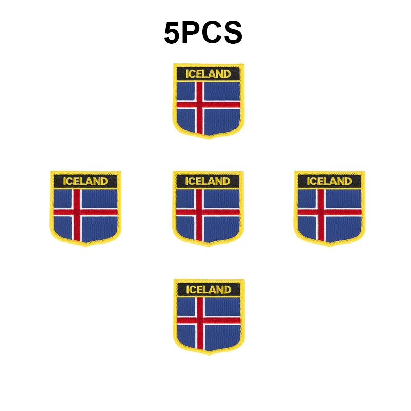 10-100PCS 7x6cm iceland shield Shape Flag Embroidery Patches Iron on Saw on Transfer patches Sewing Applications for Clothes