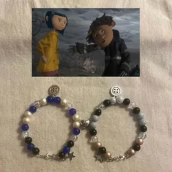 Bracciale coppia bottone Coraline e wybie, regalo per lei fatto a mano