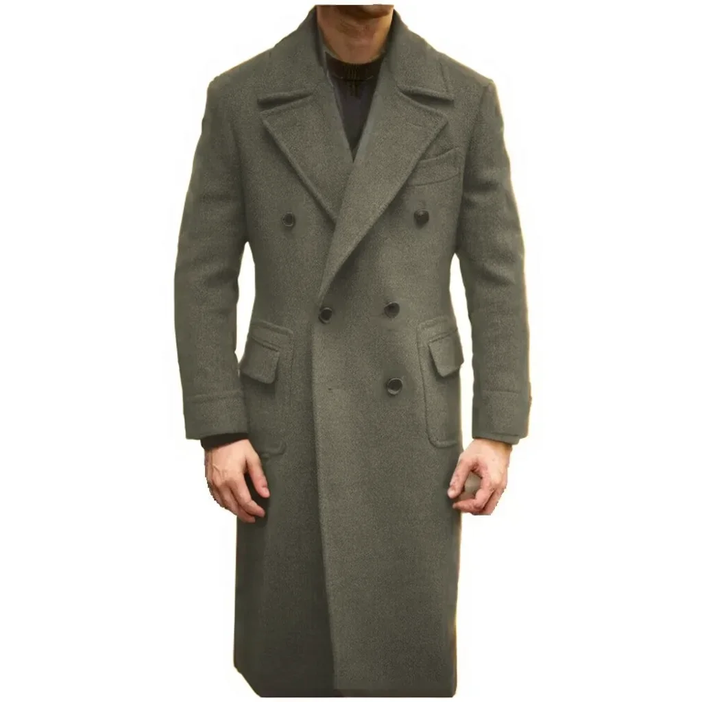 Formal Winter Brown Men Blazer Suits  Double Breasted Winter Warm Overcoat Customized  Business Winter Wear Warm Jacket