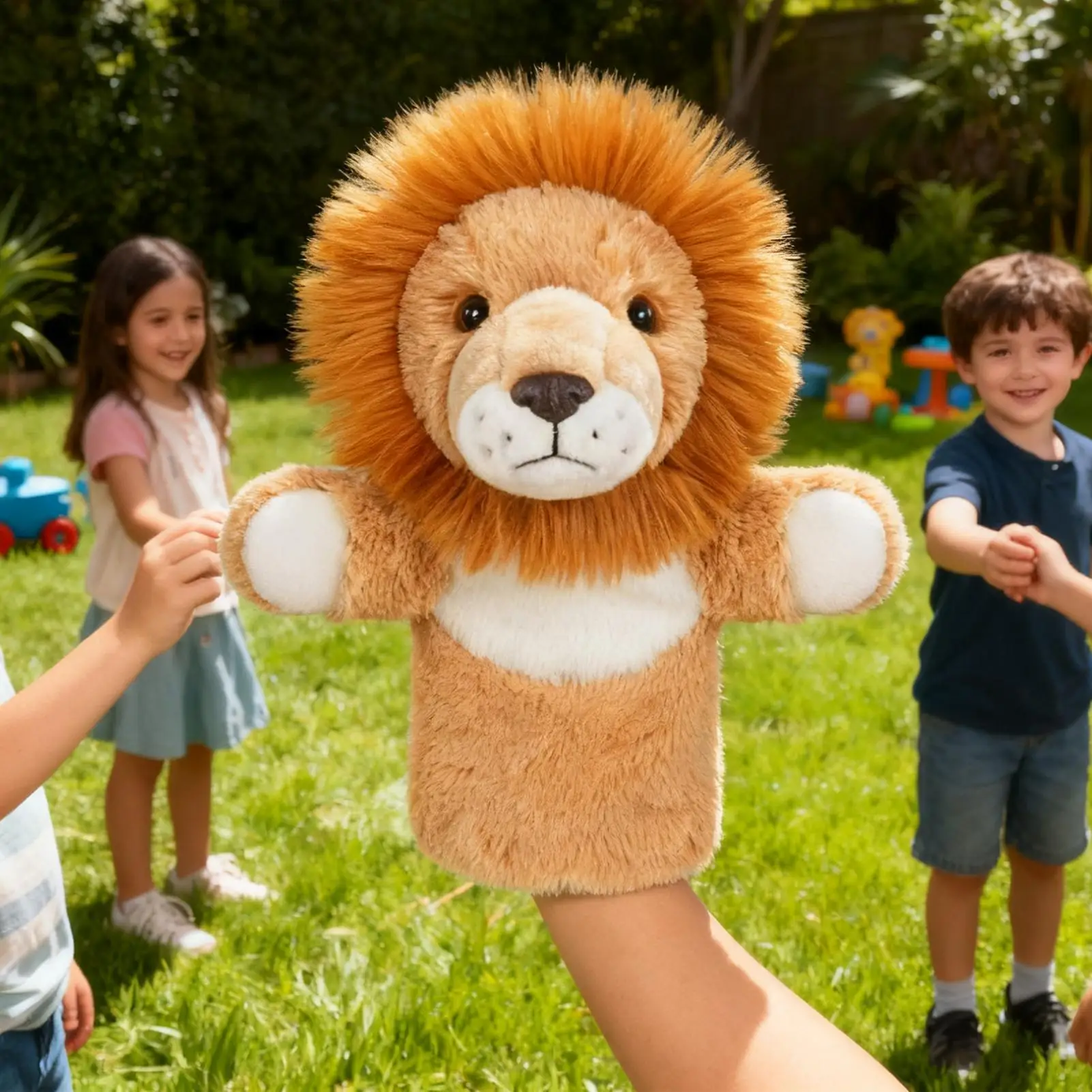 Marionnettes à main animaux en peluche Lion girafe accessoires de scène Performance sur scène marionnettes à main pour garçons filles Parents enseignants