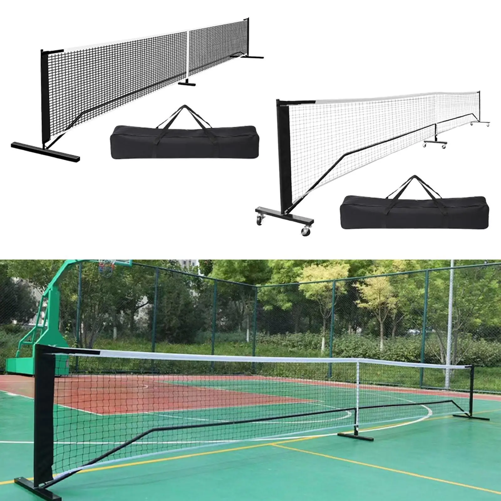 

Система для игры в пиклбол с сеткой стандартного размера 22 фута, включая сумку для переноски, для газонов, вечеринок, использования в помещении, на улице и на пляже.