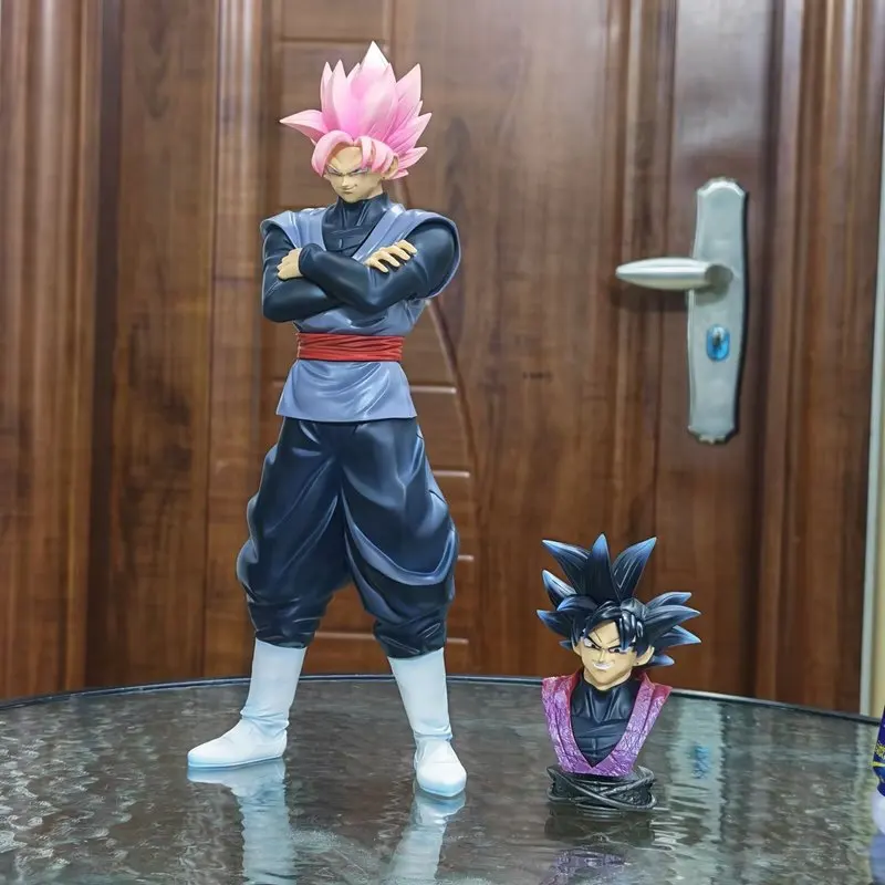 

New 31cm Anime Super Saiyan Chest Hugging Peach Red Black Goku Standing Posture Resin Material Handmade Model Fans Gift