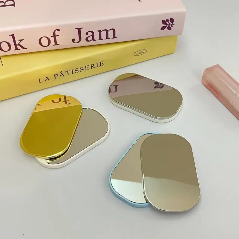 Espejo de maquillaje cuadrado y redondo para niña, espejo pequeño y bonito, espejo giratorio portátil para estudiantes, herramientas cosméticas de belleza de mano