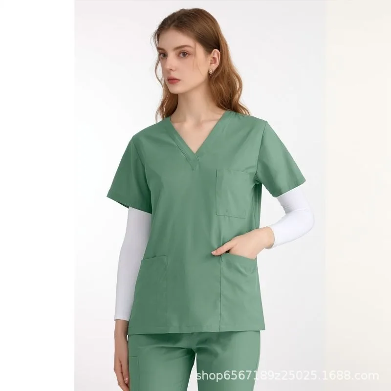 Free Custom Logo Operating Room Short-sleeved Wash Clothes Women's Top Work Clothes Nurse Clothes Doctor Brush Hand