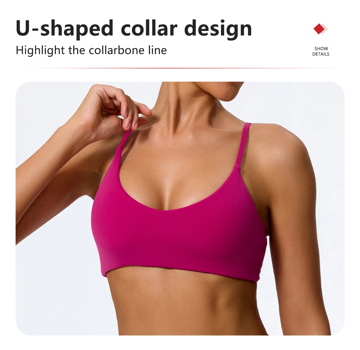 Sommer Damen V-förmiger Bandeau-Sport-BH Rückenfreies Crop-Top für Frauen Gym Workout Yoga Fitness Unterwäsche Sommer Neu – Detail 4