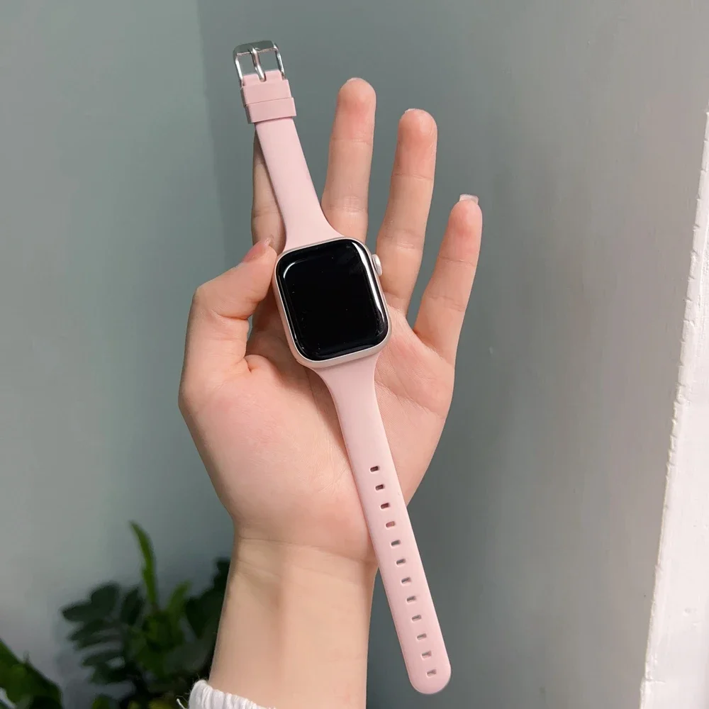 

Excellent Silicone Strap For Apple Watch band women Series 10/9/8/7 38mm 40mm 41mm 42mm 44mm 45mm 46mm 49mm
