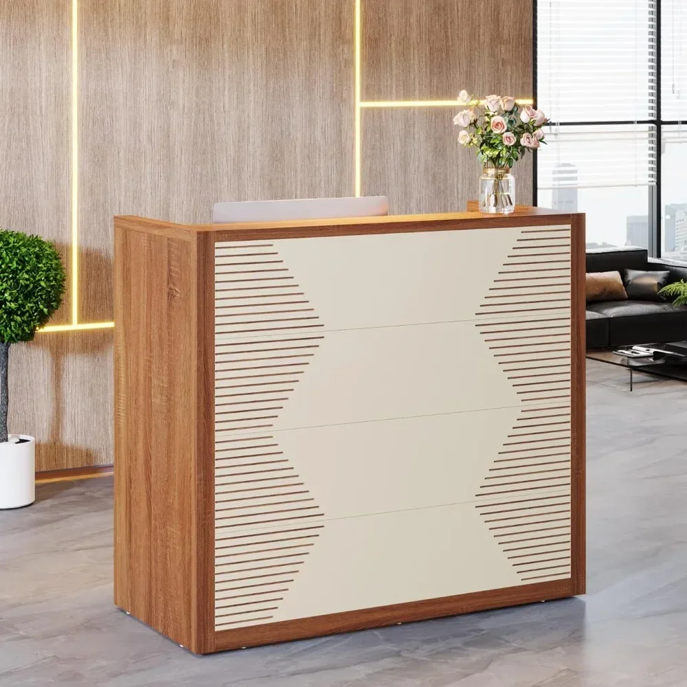 

Reception Desk, Modern Front Desk with Counter, 47 Inch Small Retail Counter for Checkout, Lobby, Salon, Small Office, Reception