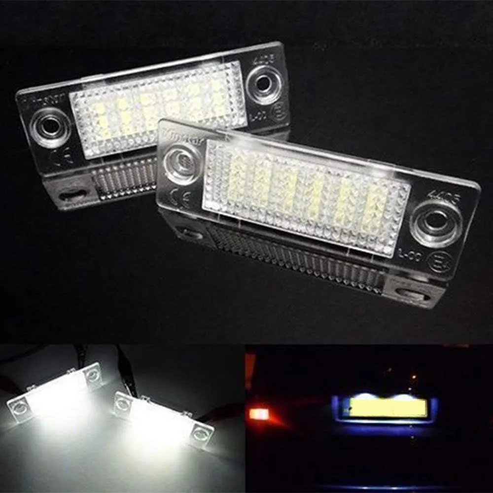 

2x 18W Car License Plate Lamp White LED 6000K Car Light Accessories For VW Touran Golf Passat Jetta Caddy T5 3B5 998 026 A