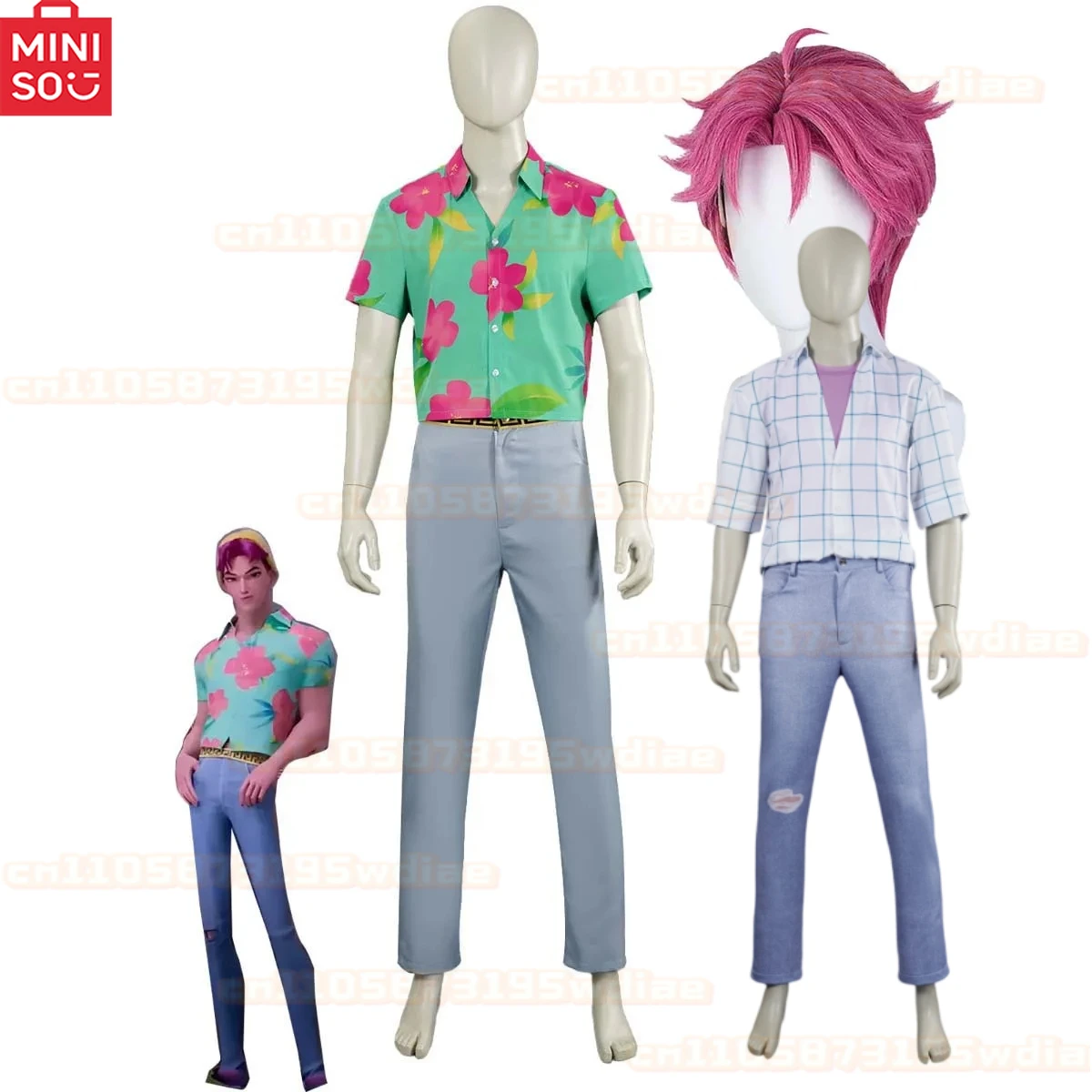 

MINISO for kids or Men Cosplay KPop Demon Hunters Saja Boys Baby Cosplay Printed T-Shirt Pants Costume Or Wig Halloween costume
