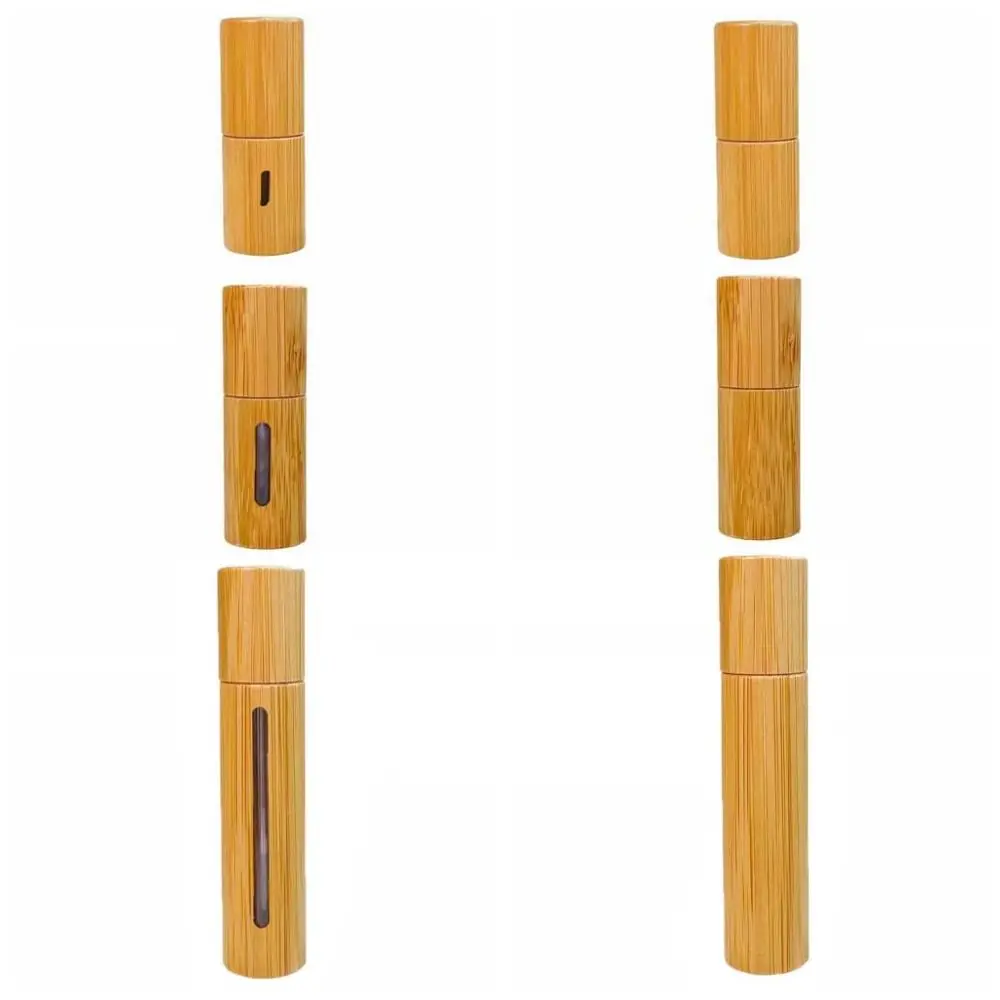 3/5/10ml Bamboo Bottle Mini Bottom Filling Essential Oil Roller Bottle Steel Roller Ball Empty Tube Spray Bottle Travel