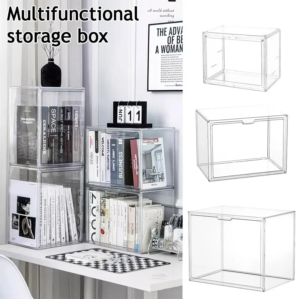 Dustproof Acrylic Display Cabinet Magazine Sorting Box CD Rack Album Storage Box Collection Display Large Desktop Organizer Box