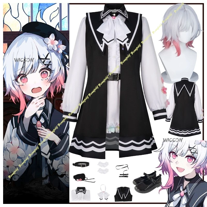 Disfraces de Cosplay de Anime Mahou Shoujo no Majo Saiban Sakuraba Ema, traje con peluca para niñas, vestido bonito, ropa azul para mujeres, Navidad y Halloween