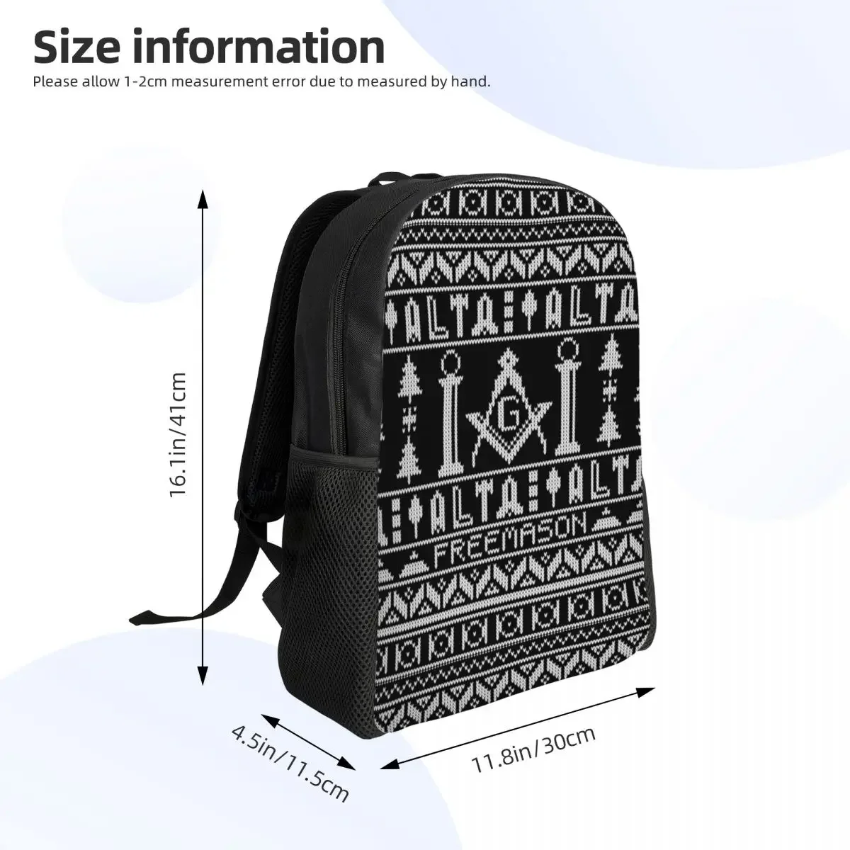 Custom Masonic Mason Freemason Pattern Backpacks for Men Women Waterproof College School Bag Print Bookbags