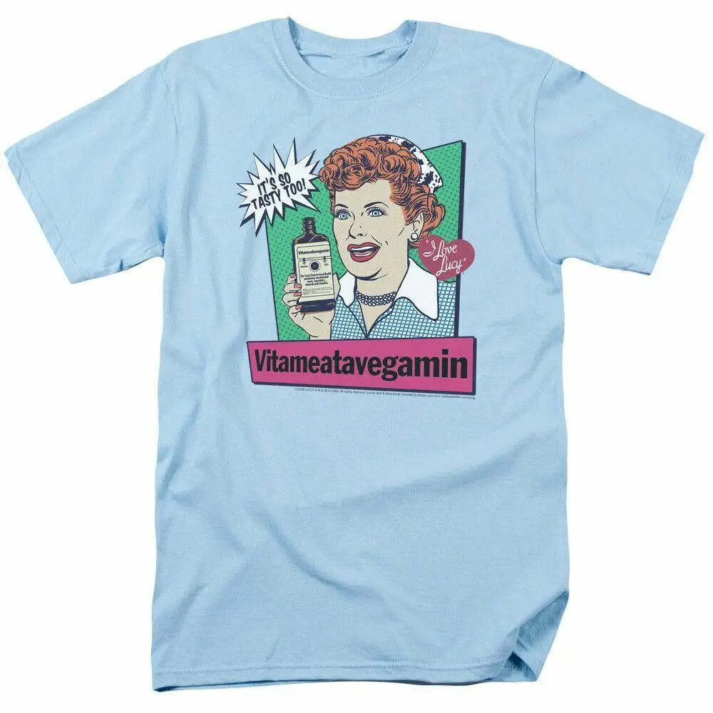 I Love Lucy Vita Comic Logo T Shirt Mens Licensed Classic TV Light Blue