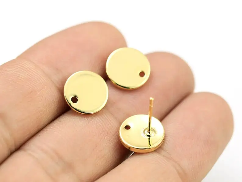 

6pcs Real gold plated Round Earring Post, Tiny Round Earring Studs, Earring Accessories, Jewelry Making - GS051