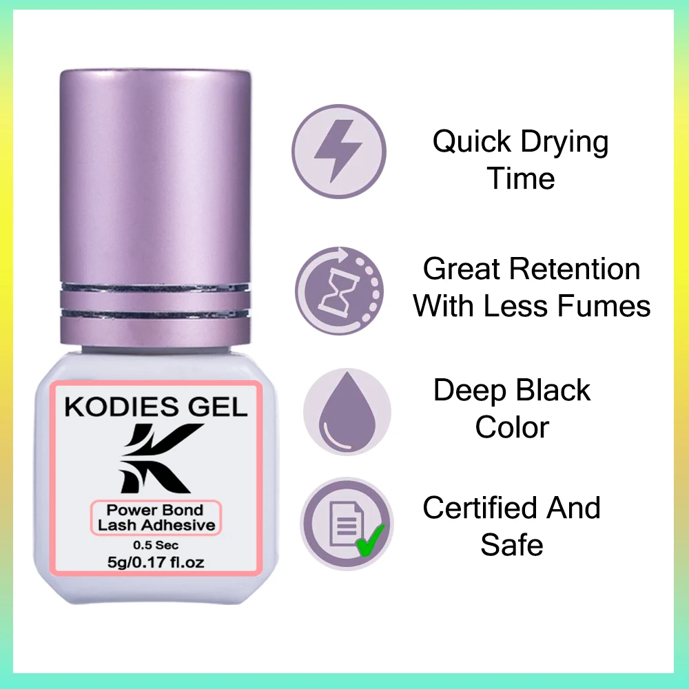 KODIES GEL NEW Powder Bond Eyelash Glue Extension Adhesive Supplies 5ML 0.5s Extremely Strong Retention Black Lash Glue Lifting