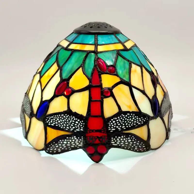 Green Dragonfly style 20cm/8 inch tained glass lampshade suitable for pendant lamps and desk lamps