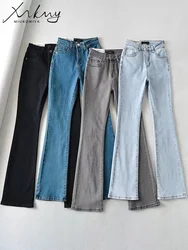 MiuKoMiYa Streetwear Flared Jeans Women High Waist Denim Pants For Woman 2025 INS Full Length Slim Jeans For Women Casual