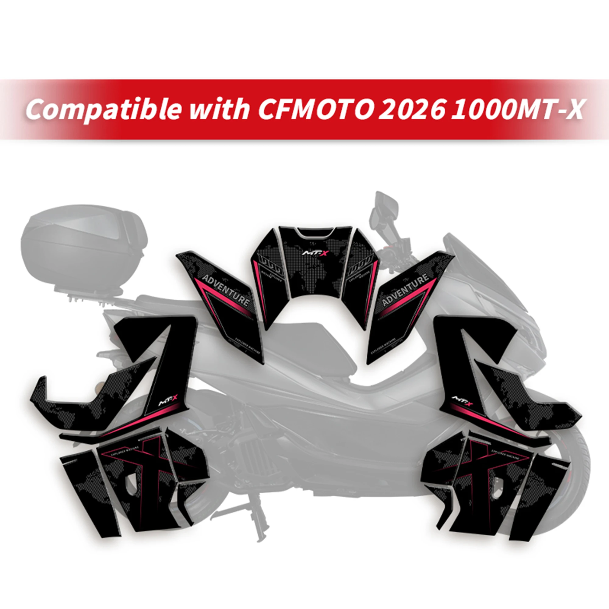 Motorcycle Anti‑Slip Fuel Tank Protector Sticker Compatible with 2026 CFMOTO 1000MT‑X Scratch‑Resistant Decal Accessory