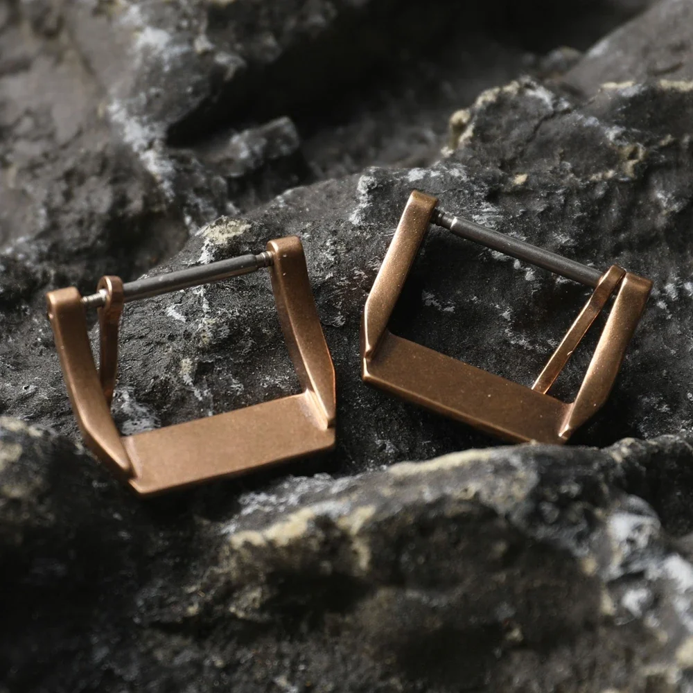 الراقية البرونزية مشبك 18MM خمر الجلود المطاط حزام مشبك، البرونزية النقية، خمر نمط حزام مشبك #4