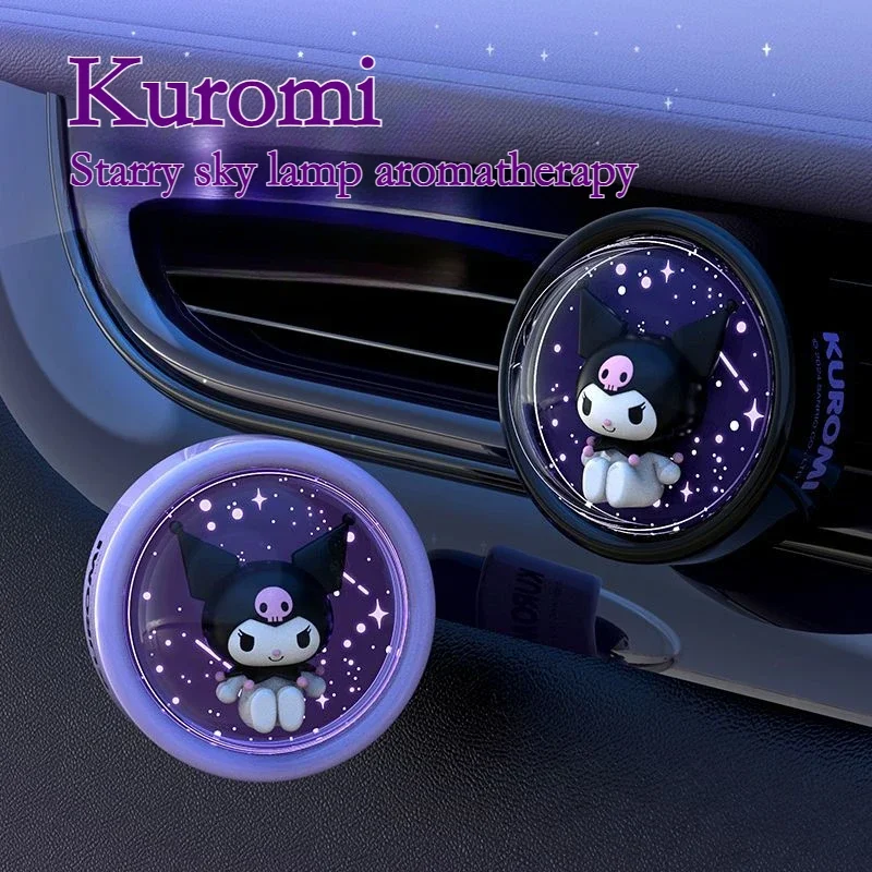 

Sanrio Kuromi Car Aromatherapy Luminous Atmosphere Light Female Kawaii Air Outlet Solid Fragrance Anime Character Ornaments