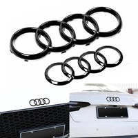 For Audi A3 A4 A5 A6 A7 Q2 Q3 Q5 Q8 TT ABS Black Hood Front Bonnet Grill Rear Trunk Emblem Logo Badge Sticker Decal 4 Ring Logo