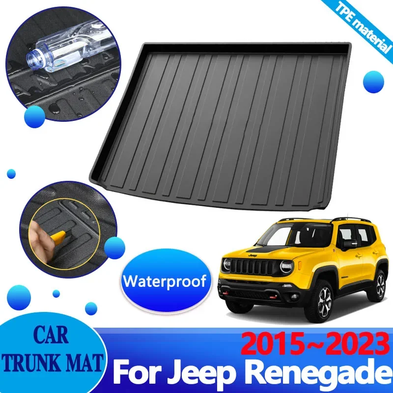 Car Trunk for Jeep Renegade Accessories 2015~2023 2022 3D TPE Material Trunk Floor Mat Cover Anti-dirty Carpet Liner Storage Pad