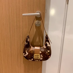 Fashion Horsehair Bags For Women High Quality Design Half Moon Bag Trendy Chic All-Match Shoulder Handbags Underarm Bag