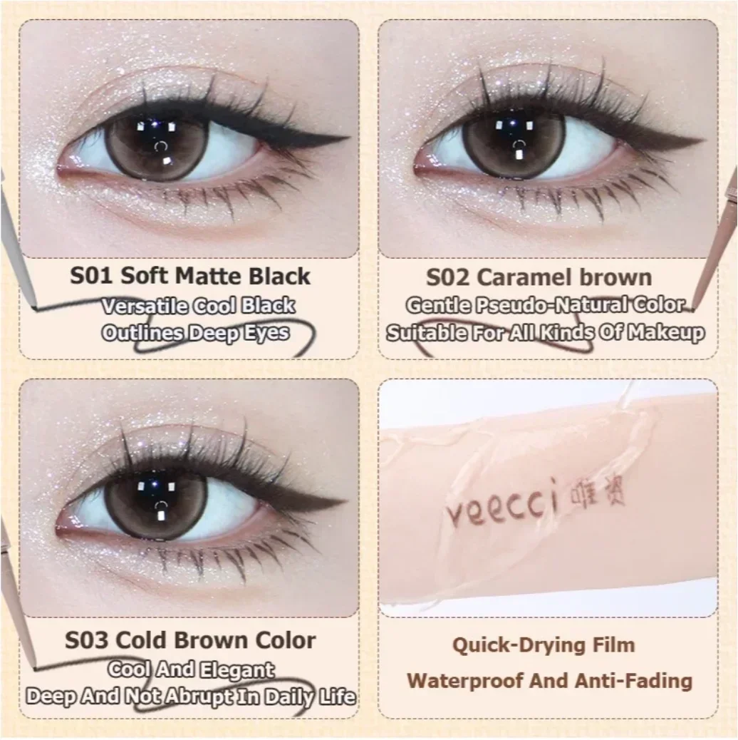 

VEECCI Eyeliner Pencil Double-ended Built-in Blade Brush Color-locking Long-lasting No Smudging 50mg Eye Makeup Cosmetics