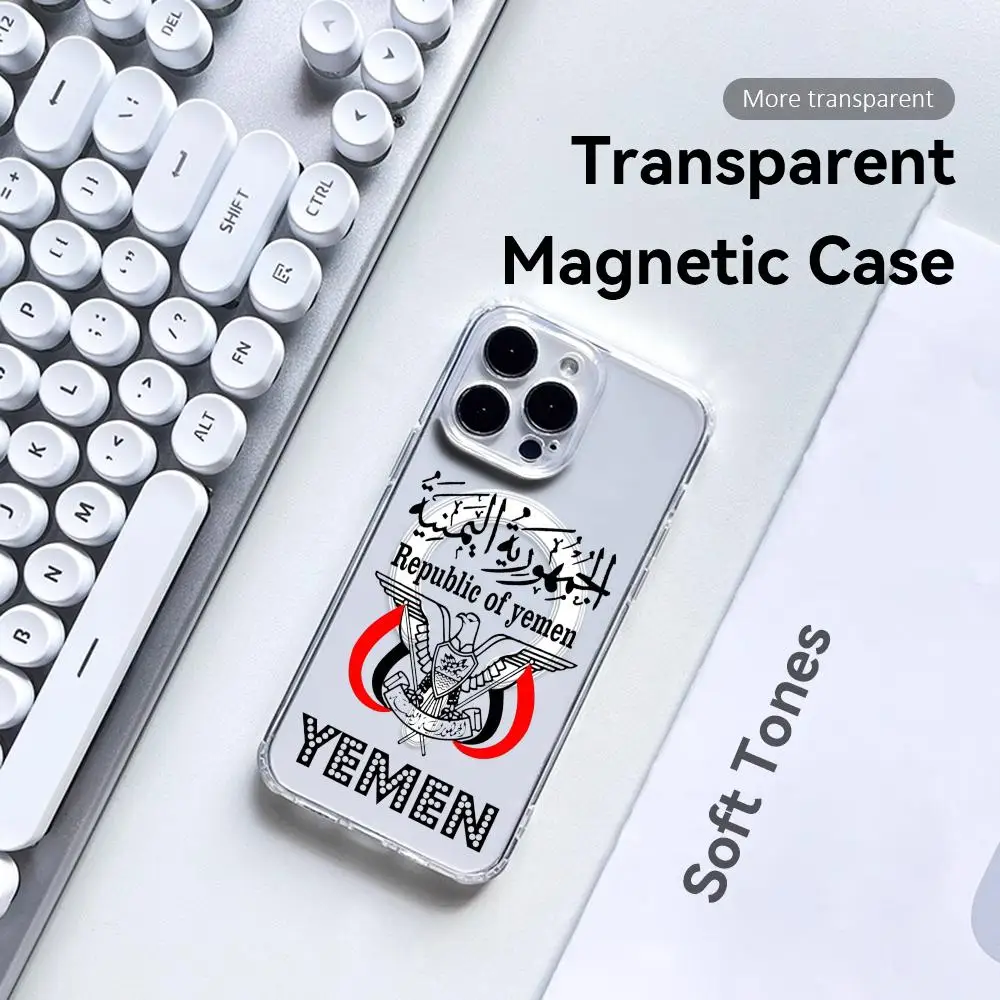 Y-Yemen PassportS Design Phone Case Magnetic Clear Shockproof Phone Case for iPhone 17 16 15 14 13 12 Pro Max Plus