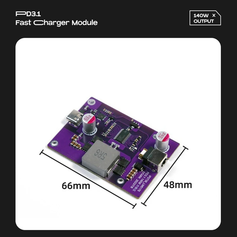 140W Fast Charging Desktop Charger 12-32V Buck-Boost DC5.5X2.5Mm To PD3.1 Conversion Module Type-C Output High Power