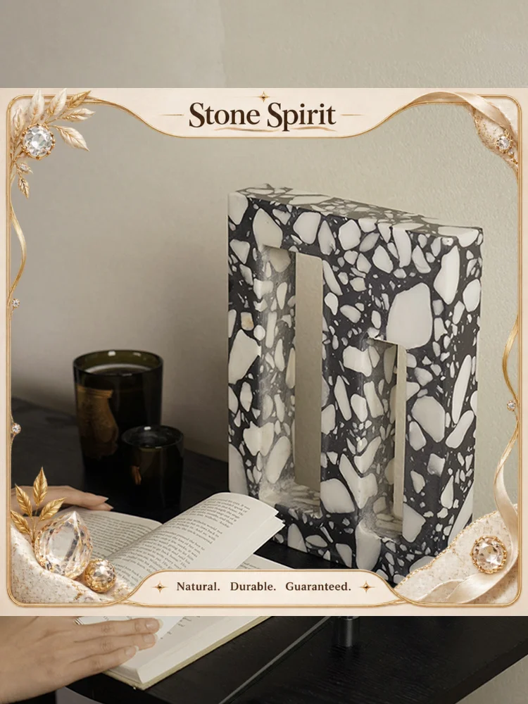 Real Marble Sculptures and Figurines for Home Decoration Archway Shape Terrazzo Statue for Bookshelf Cabinet Coffee Table