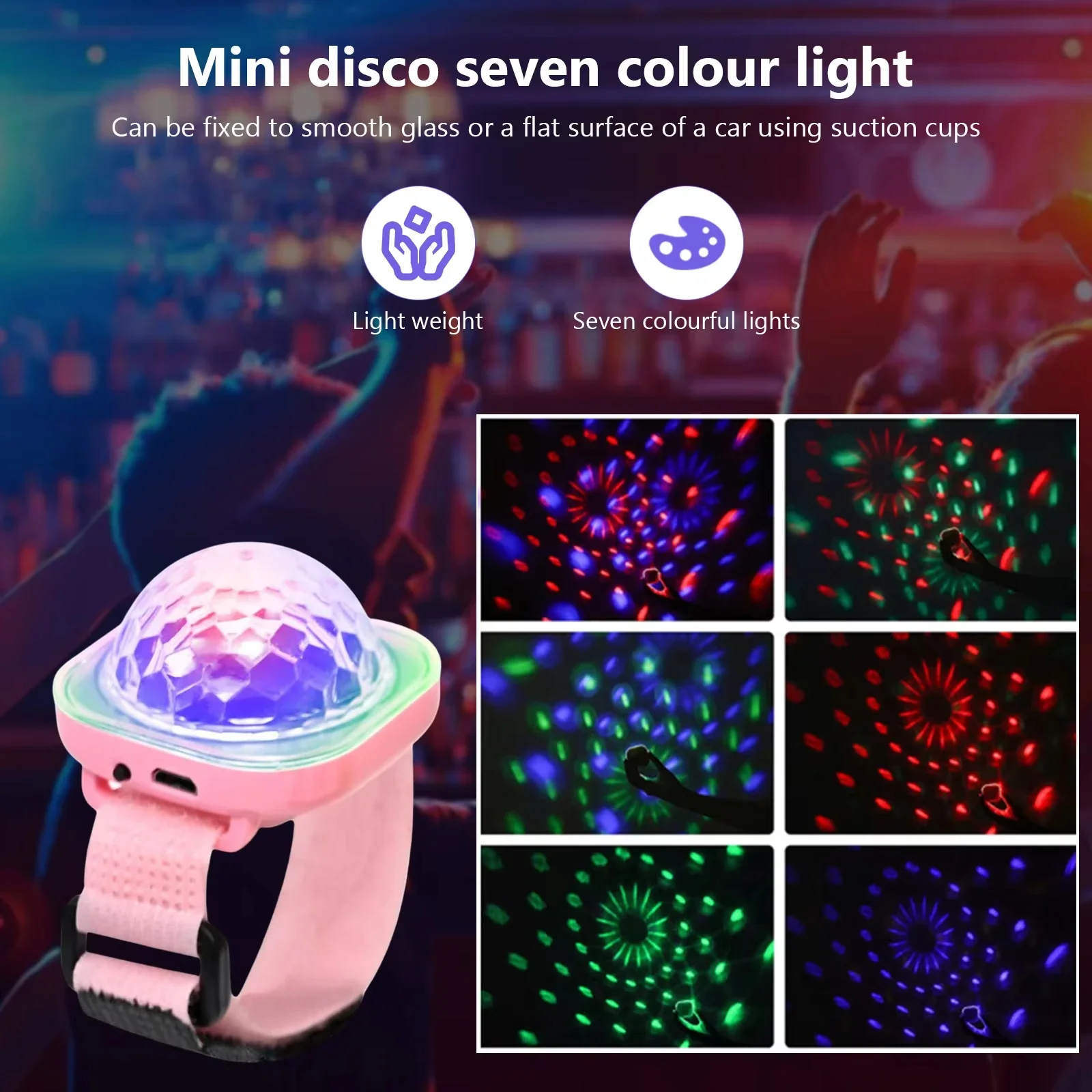 Wearable Mini RGB LED Disco Stage Light Sound Control Wrist Watch Ambient Lamp Christmas Party KTV Bar Kids Toy Projection Light