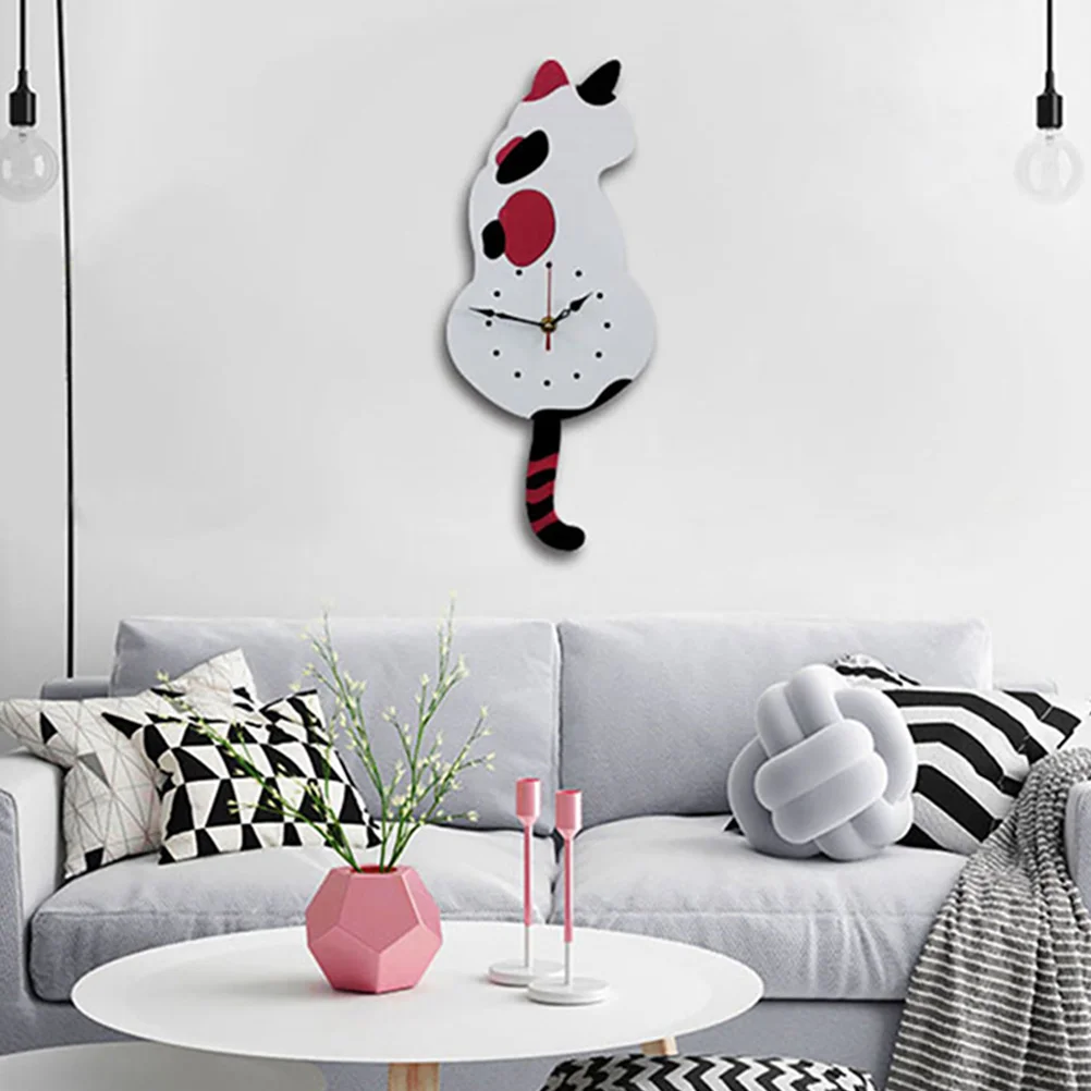 

Cat Wall Clock Acrylic Mute Silent Modern Kitchen Living Room Decor Frameless Pendulum Tail Clock Household Creative Art