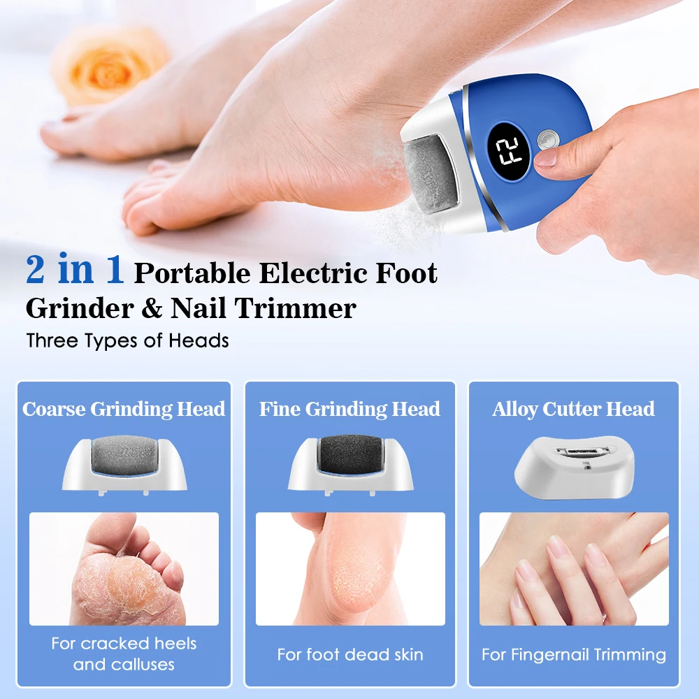 2 In 1 Electric Foot File And Nail Trimmer Automatic Nail Clipper Foot Grinder Dead Skin Callus Remover Pedicure Polishing Tools