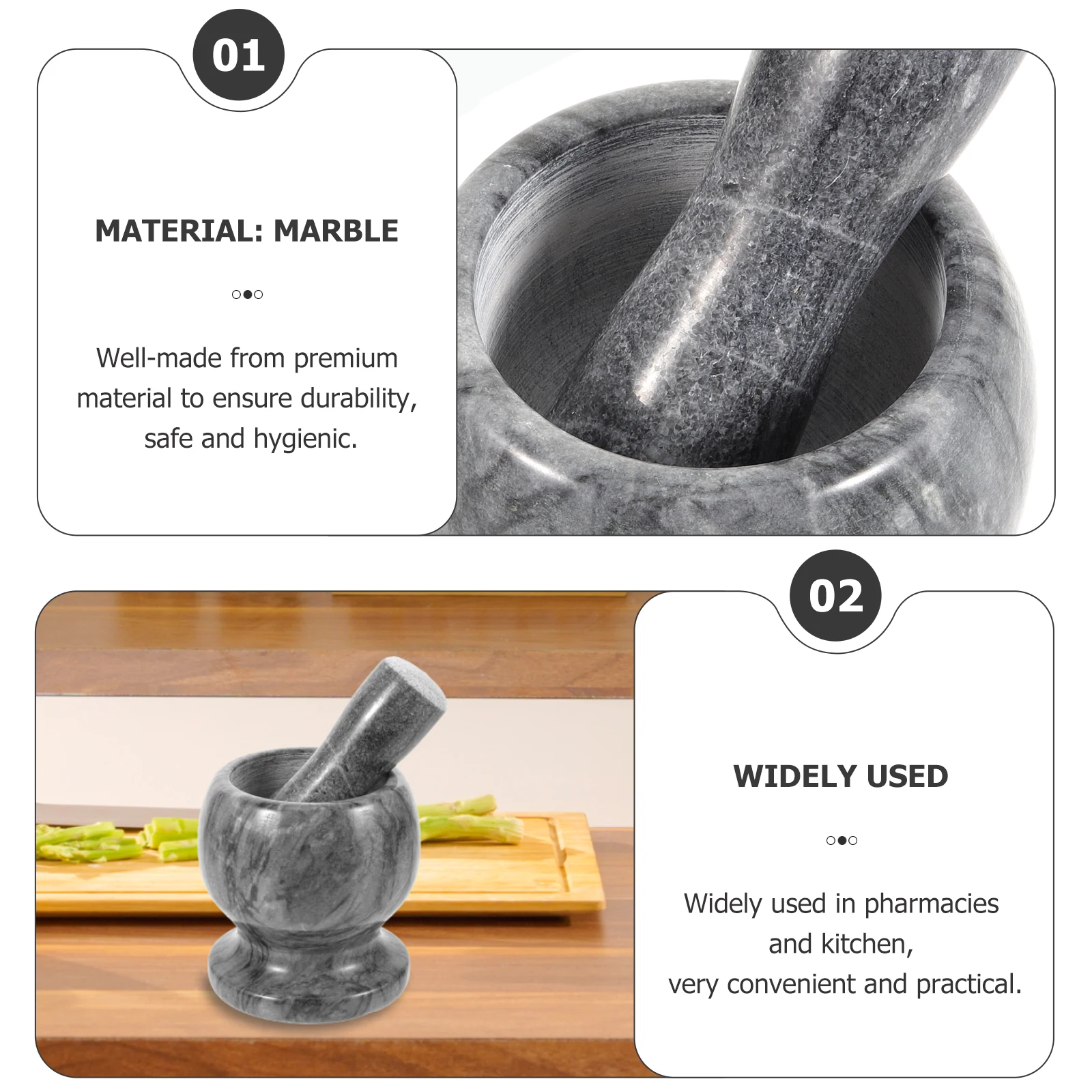 

Grind Bowl Garlic Mortar Marble Masher Multifunction Home Crusher Grinding Tool