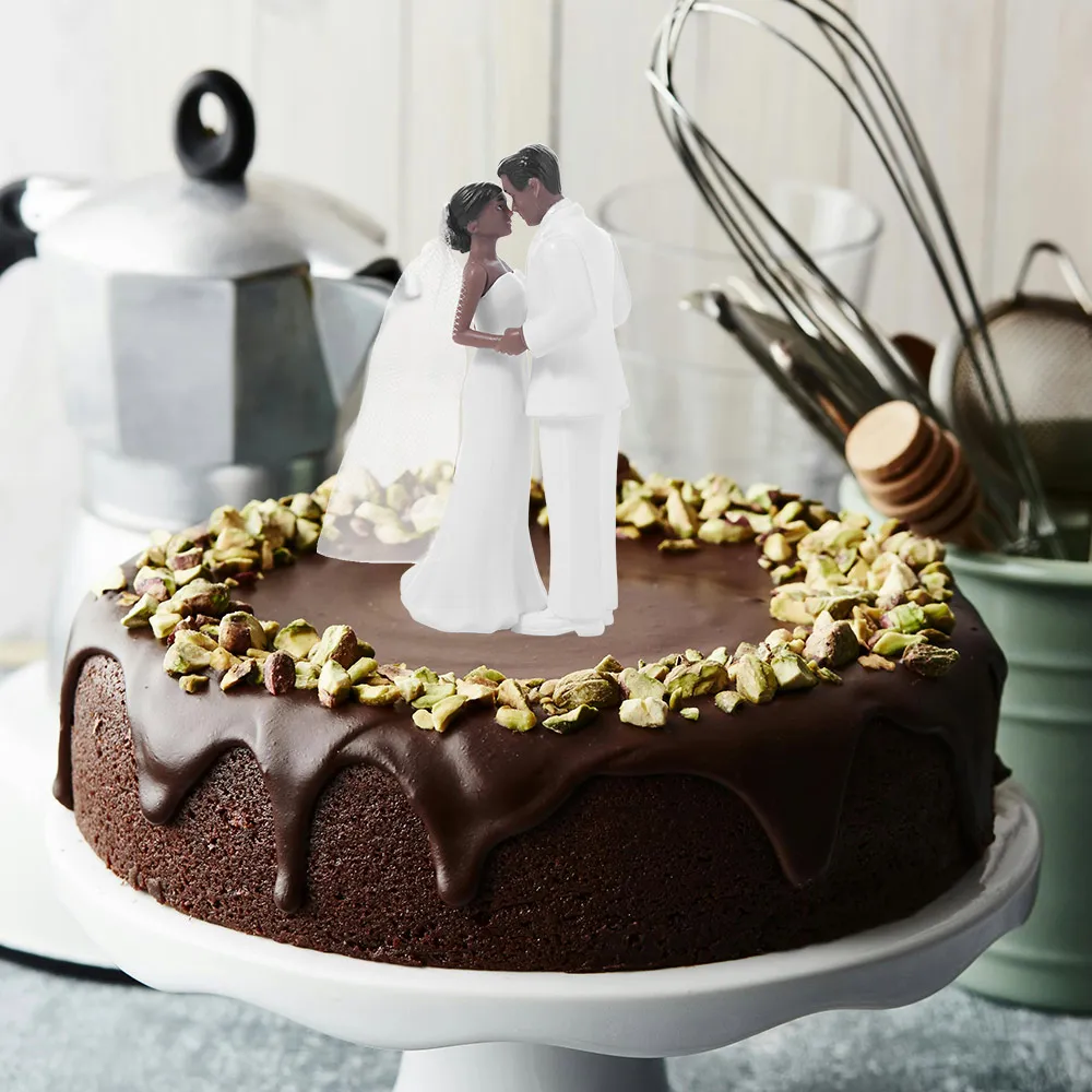 

Anniversary Decoration Couple Wedding Cake Topper Elegant Creative Cake Toppers Dolls PVC White/Black Bride & Groom Figurines