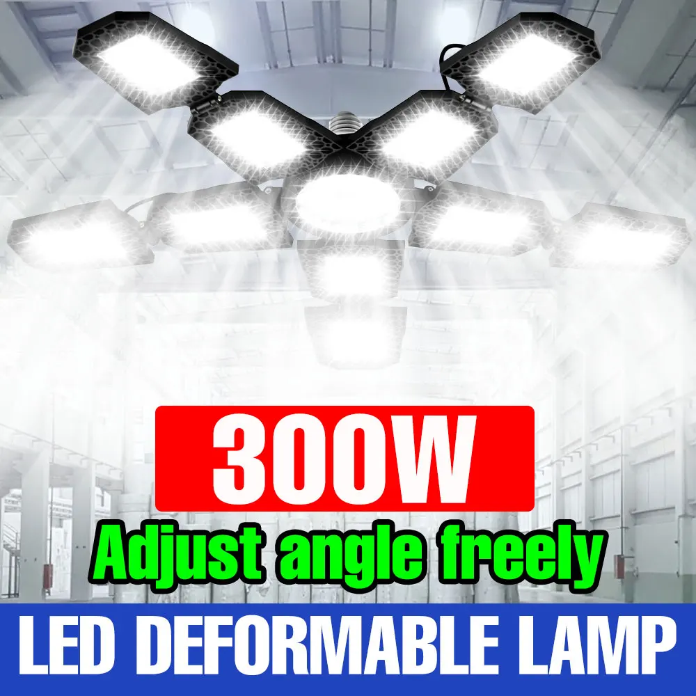 300W LED E27 Lampadina Lampada da garage Deformabile Pieghevole 220V Faretti 110V Casa Magazzino Officina Seminterrato Illuminazione industriale