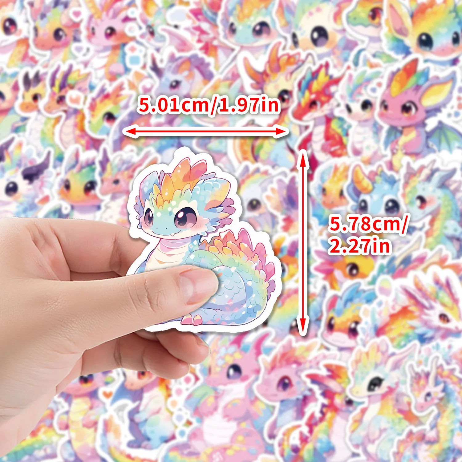 10/30/50 Uds dibujos animados fantasía Arco Iris dragón Kawaii lindo Graffiti decorativo funda de teléfono álbum de recortes portátil calcomanía impermeable juguete para niños