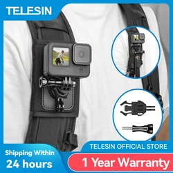 TELESIN-360 ° 回転バックパックストラップマウント、goproヒーロー13、12、11、10、9、8、7、6、5、insta360、sjcam、eken、dji、osmoアクションアクセサリー