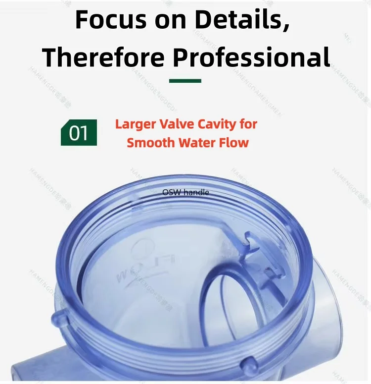 1pc 50mm PVC Blue Transparent Check Valve Anti-Backflow Check Valve Kitchen Sewer Pipe Water Pipe One-Way Valve