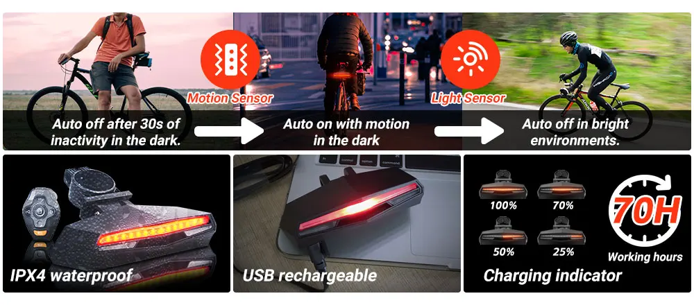 المحمولة القابلة لإعادة الشحن LED USB الدراجات الدراجة الخفيفة COB الذيل ضوء دراجة الضوء الخلفي