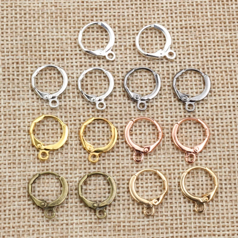 30pcs 14x12mm Thick French Earring Hooks Wire Clips Bronze Gold Silver Color DIY Jewelry Making Findings Accessories