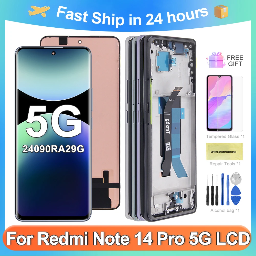 

OEM 6.67''For Xiaomi Redmi Note 14 Pro 5G For Note14Pro 5G 24090RA29G LCD Display Touch Screen Digitizer Assembly Replacement