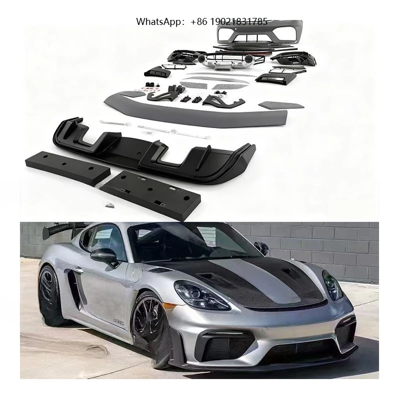 New 718 Cayman Boxster 2016 GT4RS Carbon Fiber Bolt-On Bumper Body Kit with Exhaust Universal Fitment