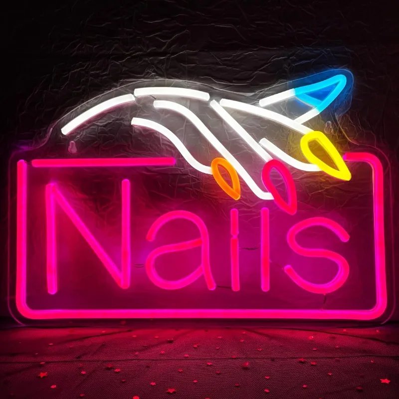 

Nails Neon Sign Dimmable LED Neon Light for Wall Decor USB Powered Neon Signs for Beauty Salon Store Room,Shop Decoration Lamp